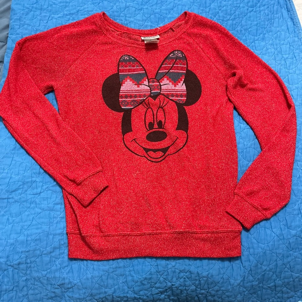 Size Small Disney Min‎ ie Mouse Christmas sweater light weight.